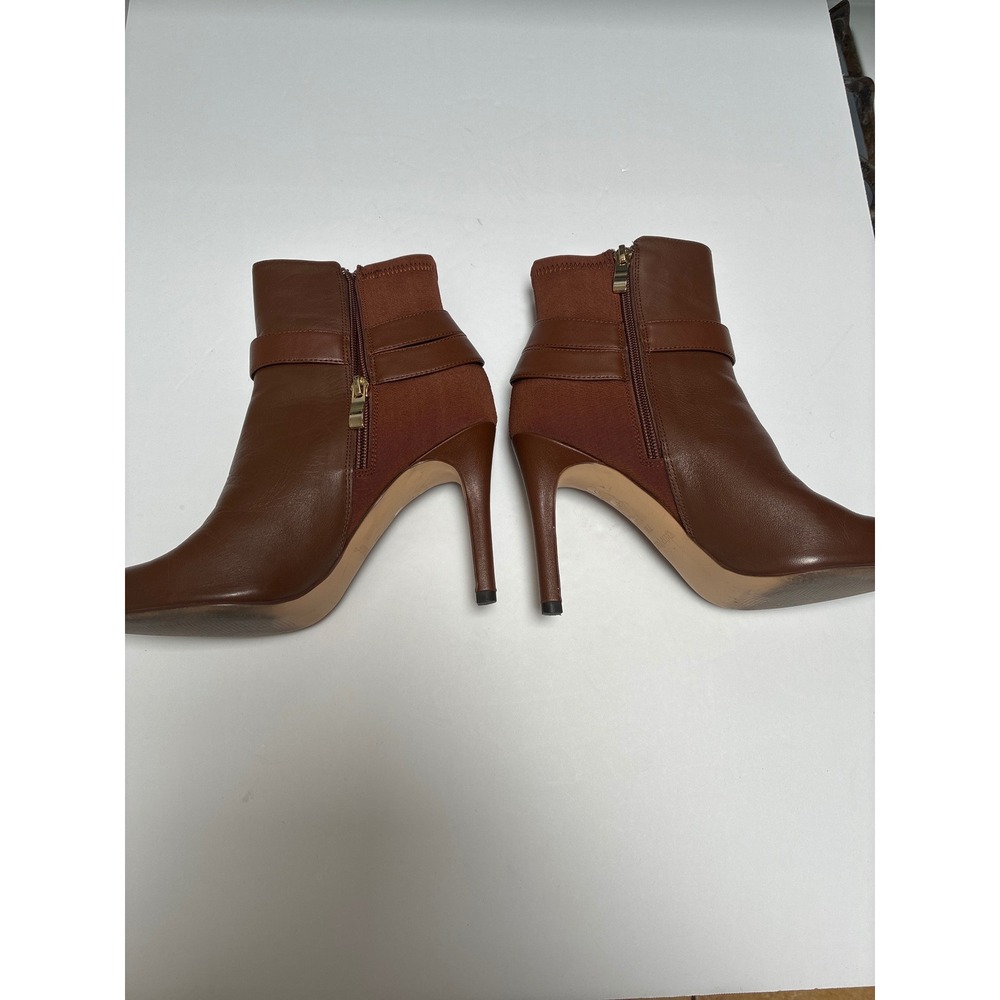 White House Black Market Cognac Brown Leather Stiletto Ankle Boots Size 7M - Picture 3 of 12